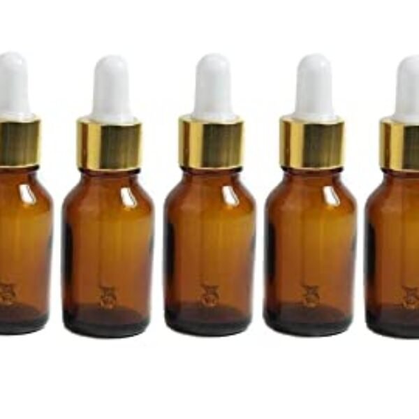 15 ML GLASS Dropper Bottle With Glass Dropper – AMBER COLOR – SET OF 12 PC